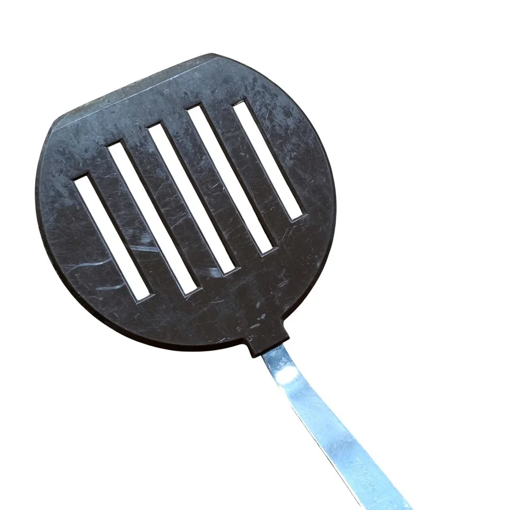 Robinson Stainless USA Vintage Spatula Brown Slotted Head Wood Handle Riveted